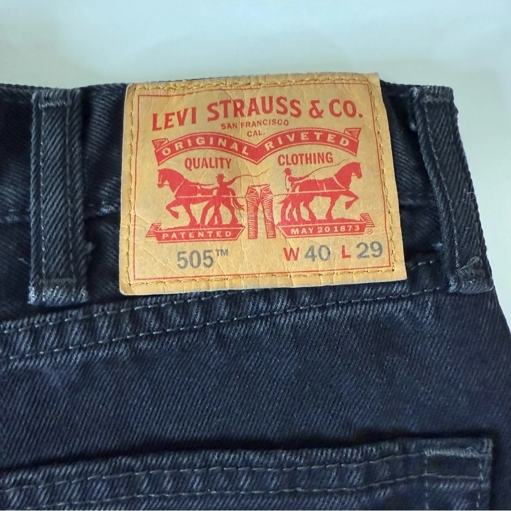 Levi’s 505 Black Jeans Mens 40x29 Straight Leg Classic Fit Dark Wash Denim